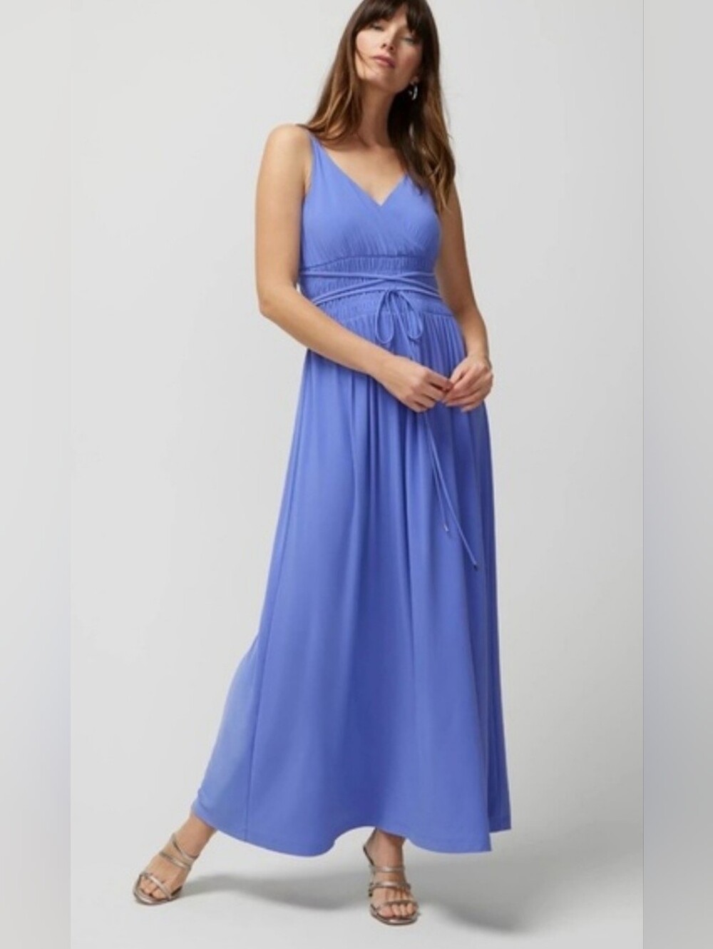 Sz XS - White House Black Market Elegant V-Neck Lavender Blue Maxi Dress